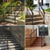 2 Pack Hand Rails for Outdoor Steps, Wrought Iron Railing, Exterior Hand Railing for Steps, Porch Railing Kit - 4 of 4