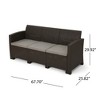 SKRAN 67.7" Outdoor 3-Seater Faux Wicker Rattan Style Sofa with Water Resistant Cushions, Brown / Mix Beige - 3 of 4