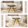 FURNIinspire Dining Sets Dining Table Set For 6, 42" Round Black Dining Table And 6 White Dining Chairs With Golden Stainless Steels Legs - 4 of 4