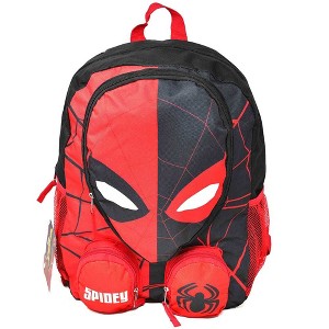 Mochila de Spiderman Head de 16 pulgadas para niños para la escuela, para niños de 3+ años, con 3 bolsillos frontales