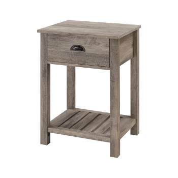 June Rustic Transitional Square Nightstand with Lower Shelf   - Saracina Home