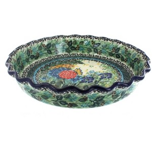 Blue Rose Polish Pottery 636 Ceramika Artystyczna Pie Plate - 1 of 2