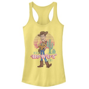 Juniors Womens Toy Story Hey Woody Racerback Tank Top - 1 of 3