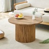 FONTOI 27.5"Round End Table with Cylindrical leg&Hidden Storage Space, Side Table for Living Room Bedroom Office, Brown, 27.5"*16.5"*27.5" - 4 of 4