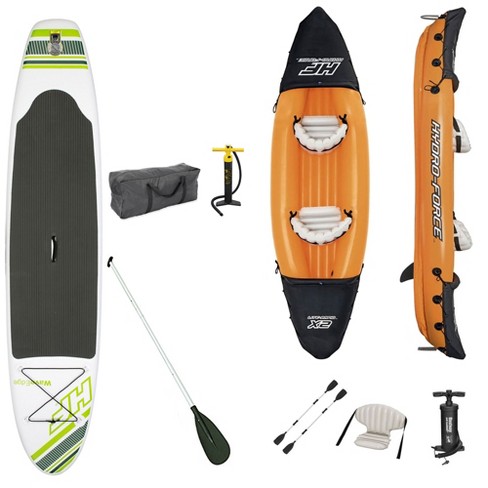 Hacia arriba molestarse Mayordomo Bestway Hydro Force Wave Edge 10ft Inflatable Stand Up Paddle Board Set,  Green W/hydro Force Lite Rapid 2 Person Inflatable Water Sport Kayak Set :  Target