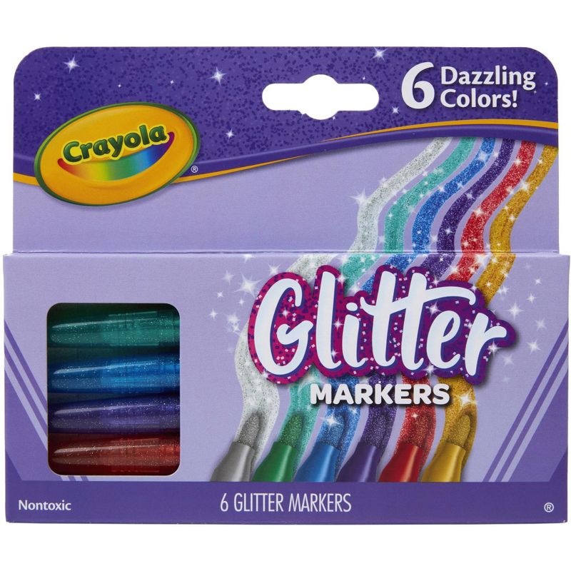 Crayola Glitter Markers, Assorted Colors, Set of 6, 1 of 6