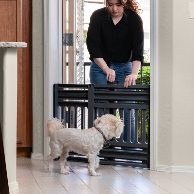 Gray Adjustable Plastic Pet Gate for Doorways, 24-39 Inches