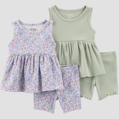 Carter's Just One You® Baby Girls' 4pc Floral Top & Shorts Set