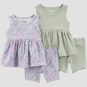 Carter's Just One You® Baby Girls' 4pc Floral Top & Shorts Set - 1 of 3