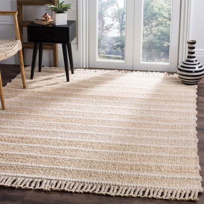 Ivory Handwoven Wool Flat Woven Reversible Area Rug