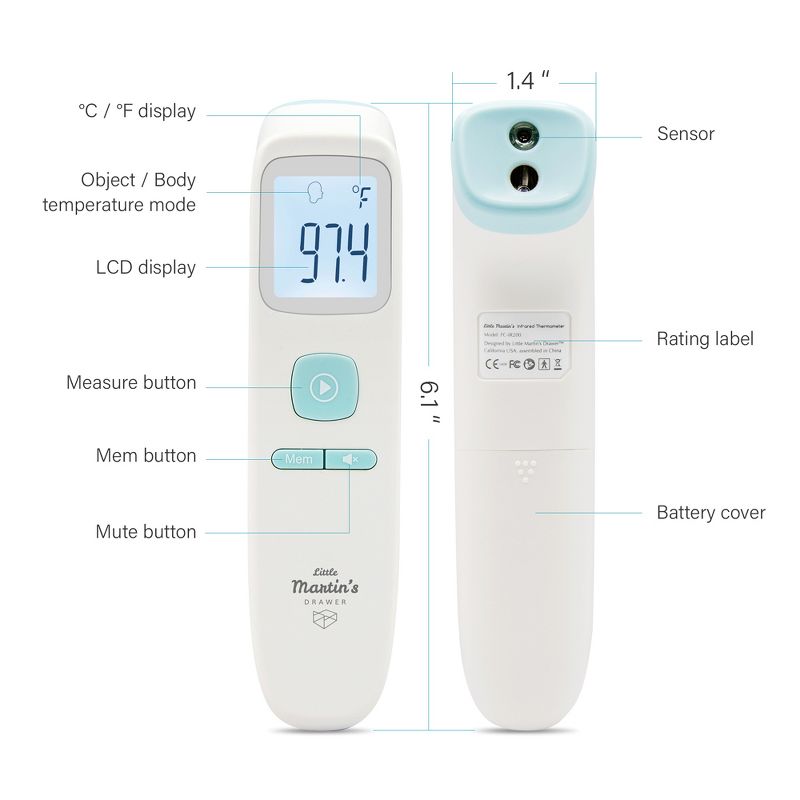 Little Martin's Drawer Touch Free Infrared Forehead Thermometer, 3 of 7