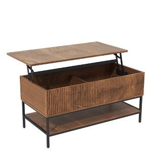 ChicFurnit Coffee Table Lift Top Rectangle Farmhouse Style with Hidden Storage and Steel Legs for Living Room, Brown, 43.7"*22.44"*6.89" - 1 of 4