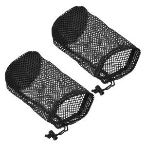 Unique Bargains Nylon Drawstring Cord Lock Closure Mesh Golf Ball Bag Black 2 Pcs - 1 of 4