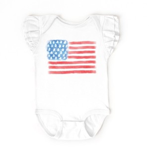 The Juniper Shop American Flag Smudged Flutter Sleeve Bodysuit - 1 of 4