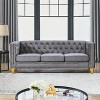 TiramisuBest 58.8" 2-Seater Tufted Velvet Sofa with Rolled Arms & Nailhead Trim, Black for Living Room,Bedroom & Office-2 Pillows - 2 of 4