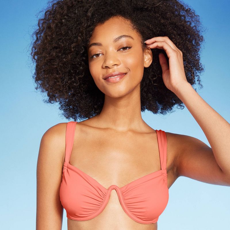 Women's Shirred Cup Continuous Underwire Bikini Top - Shade & Shore™ Pink, 4 of 7