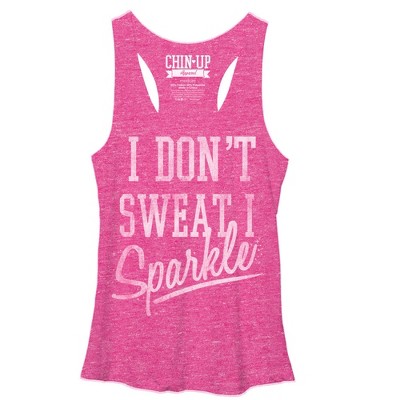 Women's Chin Up Sparkle Racerback Tank Top - Pink Heather - X Large ...