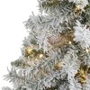 Nearly Natural 4-ft Flocked White River Mountain Pine Artificial Christmas Tree with Pinecones and 100 Clear LED Lights - 3 of 4
