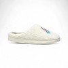Aéropostale Women’s Fuzzy “Galaxy Heart” Mule Slippers – Ivory Slip-On House Shoes with Pink Heart-Planet & Blue Ring Embroidery - 3 of 4