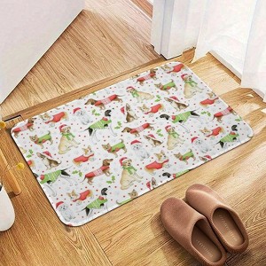 Dogs in Christmas Coats Hat Bathroom Rugs Winter Bath Mat Absorbent Non Slip Bathroom Mat Christmas Soft Floor Carpet 16x20 Inches - 1 of 1