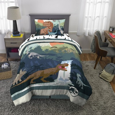 Jurassic World Dominion Reversible Comforter - Super Soft Microfiber, Twin/Full
