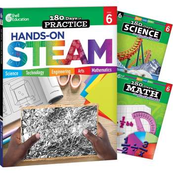 Shell Education 180 Days STEAM, Science, & Math Grade 6: 3-Book Set