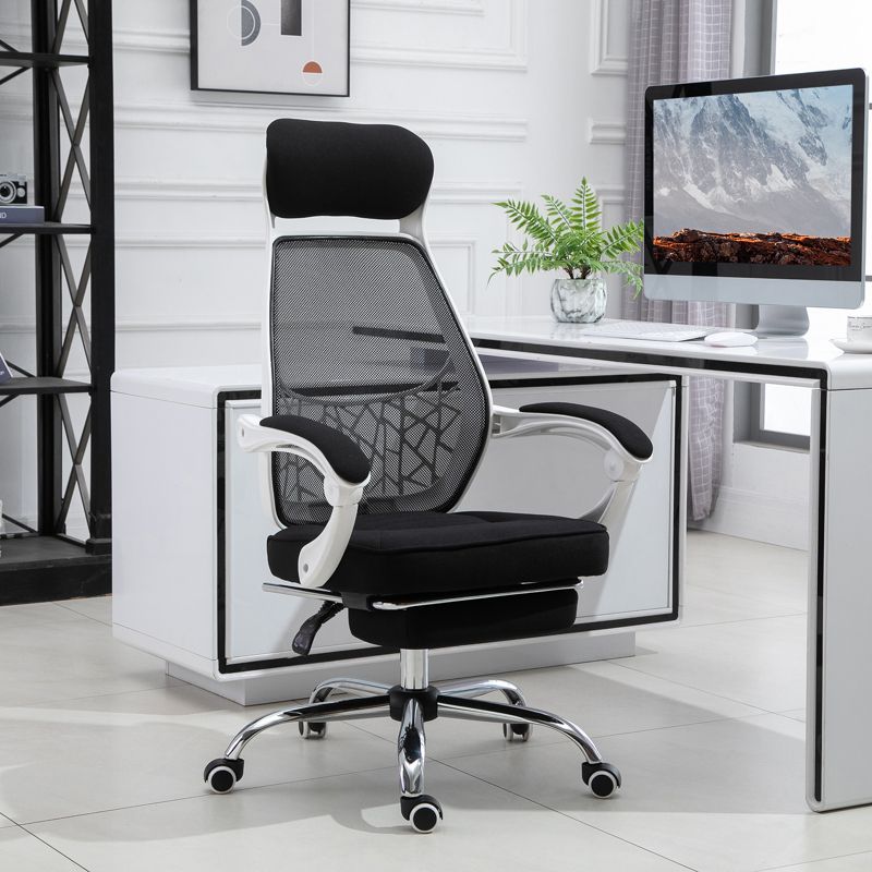 Vinsetto Ergonomic High Back Mesh Office Chair Swivel Reclining Computer Desk Chair with Retractable Footrest, Headrest, Padded Armrest, 3 of 8