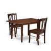 East West Furniture 3-Pc Dining Room Table Set- 2 Dining Chair with Wooden Seat & Slatted Chair Back - Butterfly Leaf Modern Kitchen Table - Mahogany - 2 of 4