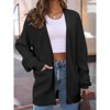 Coolmee Women's Open Front Cardigans Long Sleeve Oversized Soft Knit Outwear with Pocket - 2 of 4