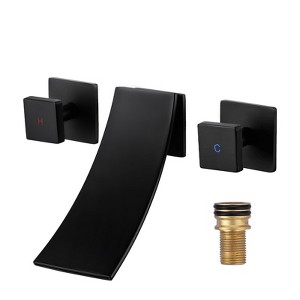 WOWOW Double Handle Wall Mounted WaterFall Bathroom Faucet - 1 of 4