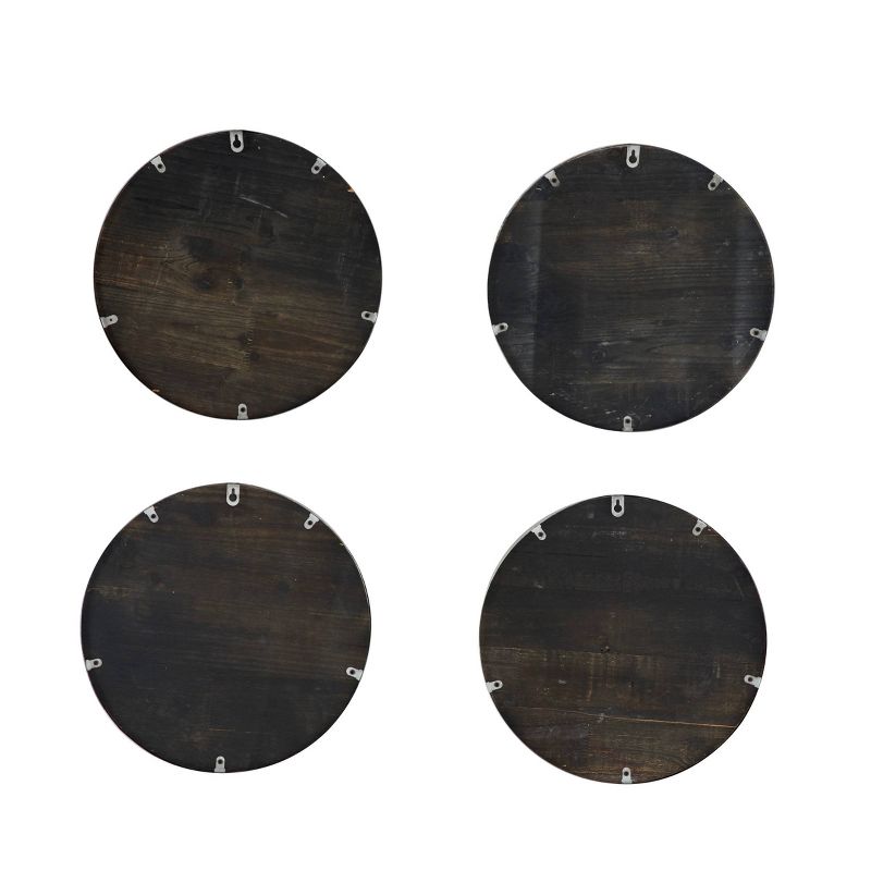(Set of 4) 14&#34; Farmhouse Wood and Metal Round Wall Art - Olivia &#38; May, 4 of 5