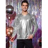 INSPIRE CHIC Men's Round Neck Long Sleeves Shining Disco Metallic T-Shirt - 2 of 4