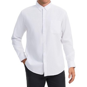 INSPIRE CHIC Men's Long Sleeve Button Down Collar Regular Fit Business Oxford Dress Shirt - 1 of 4
