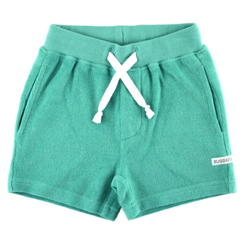 RuffleButts Ocean Teal Terry Knit Casual Shorts, 1 of 4