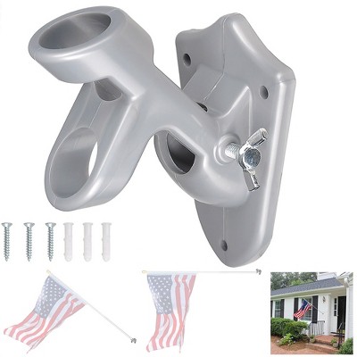 Yescom™ 2 Positions 1" Flag Pole Bracket Wall Mount Flagpole Holder Home Outdoor Silver