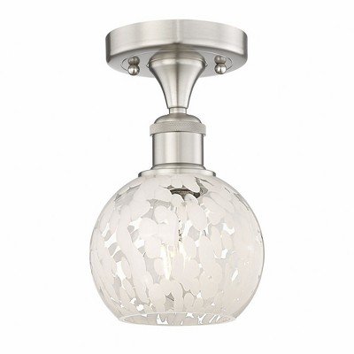White Mouchette - 1 Light Semi-Flush Mount In Modern Style-8.13 Inches Tall and 6 Inches Wide