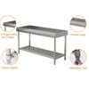 Heavy Duty Kitchen Work Table with Backsplash, Commercial Prep Table with Adjustable Undershelf, Restaurant Utility Table - 4 of 4
