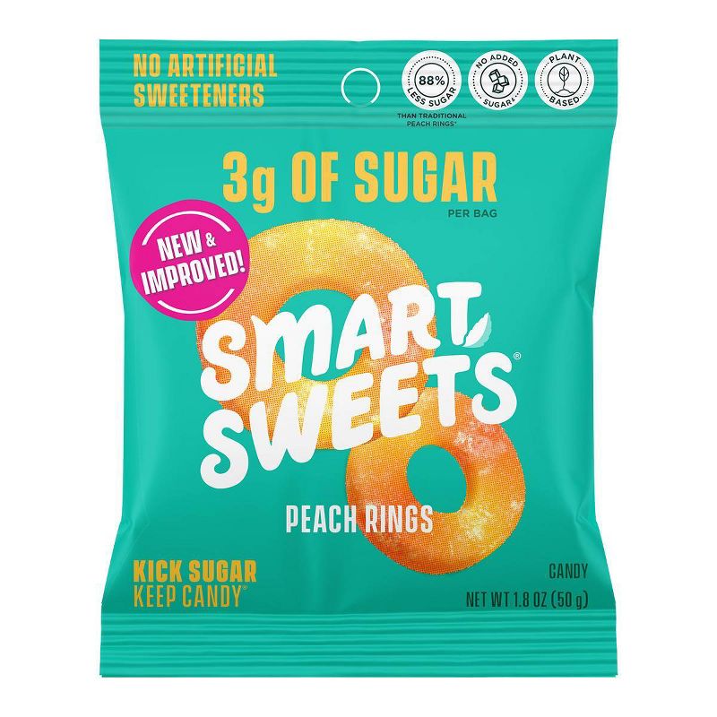 SmartSweets Peach Rings Sour Gummy Candy - 1.8oz, 1 of 13