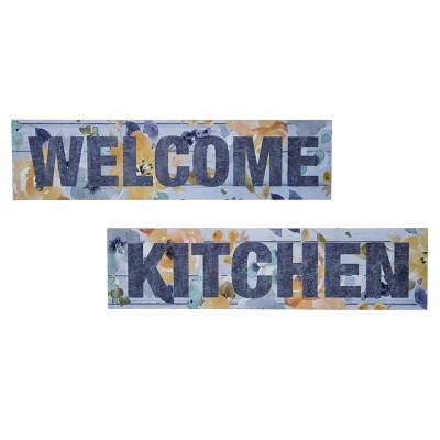 Transpac MDF Metal Floral Sign Set of 2 Spring Home Decorations