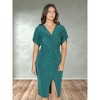 24seven Comfort Apparel Womens Short Sleeve V Neck Twist Front Split Hem Dress - 4 of 4