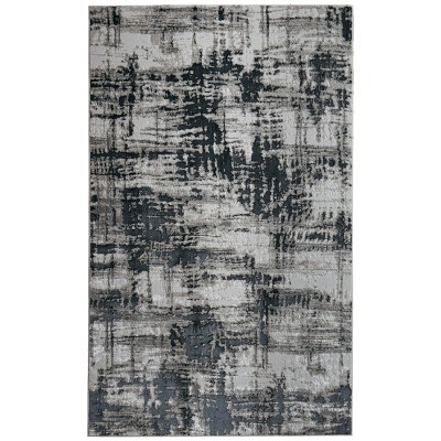 Micah Modern Abstract Black/White/Gray Area Rug