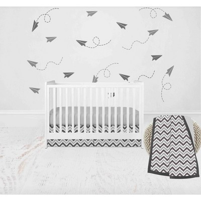 Bacati - Ikat Chevron White Grey Neutral 3 pc Crib Set