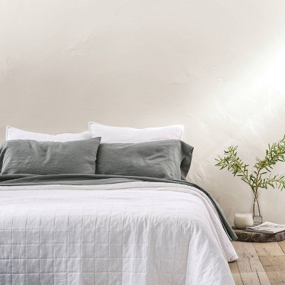 Full/Queen Heavyweight Linen Blend Quilt White - Casaluna&#8482;: Rayon &#38; Cotton, OEKO-TEX Certified, Machine Washable