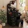 FUFU&GAGA Makeup Vanity Set with Mirror and Stool Drawer and Shelf - 3 of 4