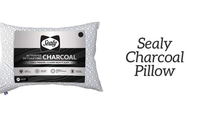 Sealy Jumbo Charcoal Infused Bed Pillow, 2 of 8, play video