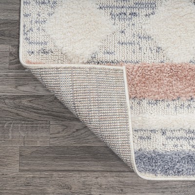 Gray and Multicolor Striped Synthetic 4' x 6' Area Rug