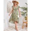 Coolmee Women's Maternity V Neck Ruffle Short Sleeve Wrap Dress Casual Flowy Nursing Breastfeeding Midi Dress with Belted - 4 of 4