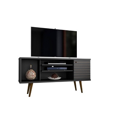 Liberty Mid-Century Modern 4 Shelves and 1 Door TV Stand for TVs up to 50" Black - Manhattan Comfort