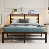 Full Size Metal Bed Frame with Wooden Headboard and RGB Lights for Bedroom or Apartment - 4 of 4