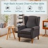 Ridstar Dining Set with One High-Back Chair and One Solid Wood Coffee Table for Living Room, Bedroom & Lounge Area-Dark Grey - 4 of 4